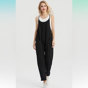 Womens Casual Jumpsuits Wide Leg Rompers Spaghetti Strap Overalls with Pockets
